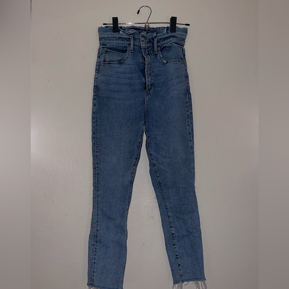 Abercrombie Ultra High Rise Ruffle Waist Jeans